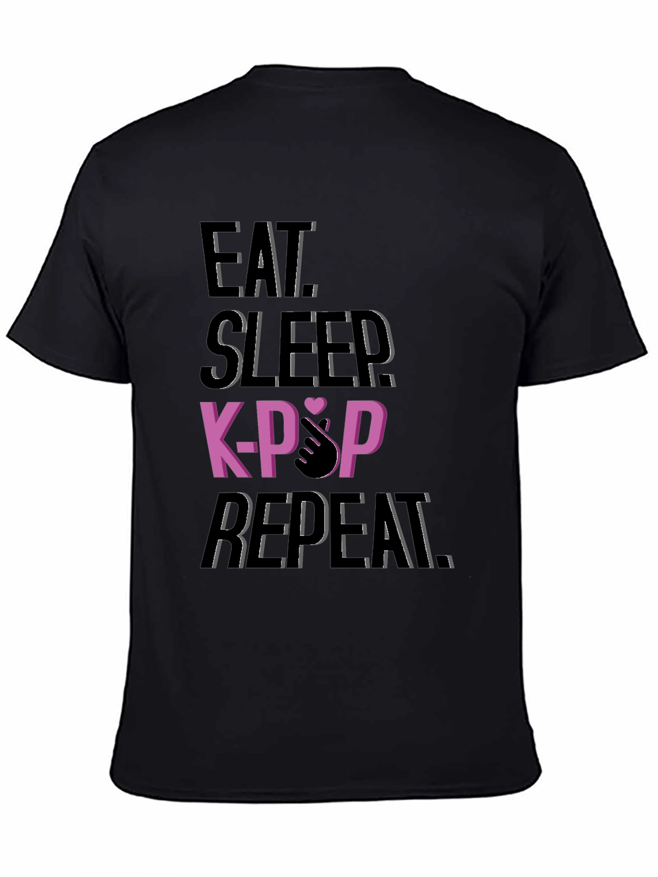 Eat Sleep K-Pop Repeat Black T-Shirt