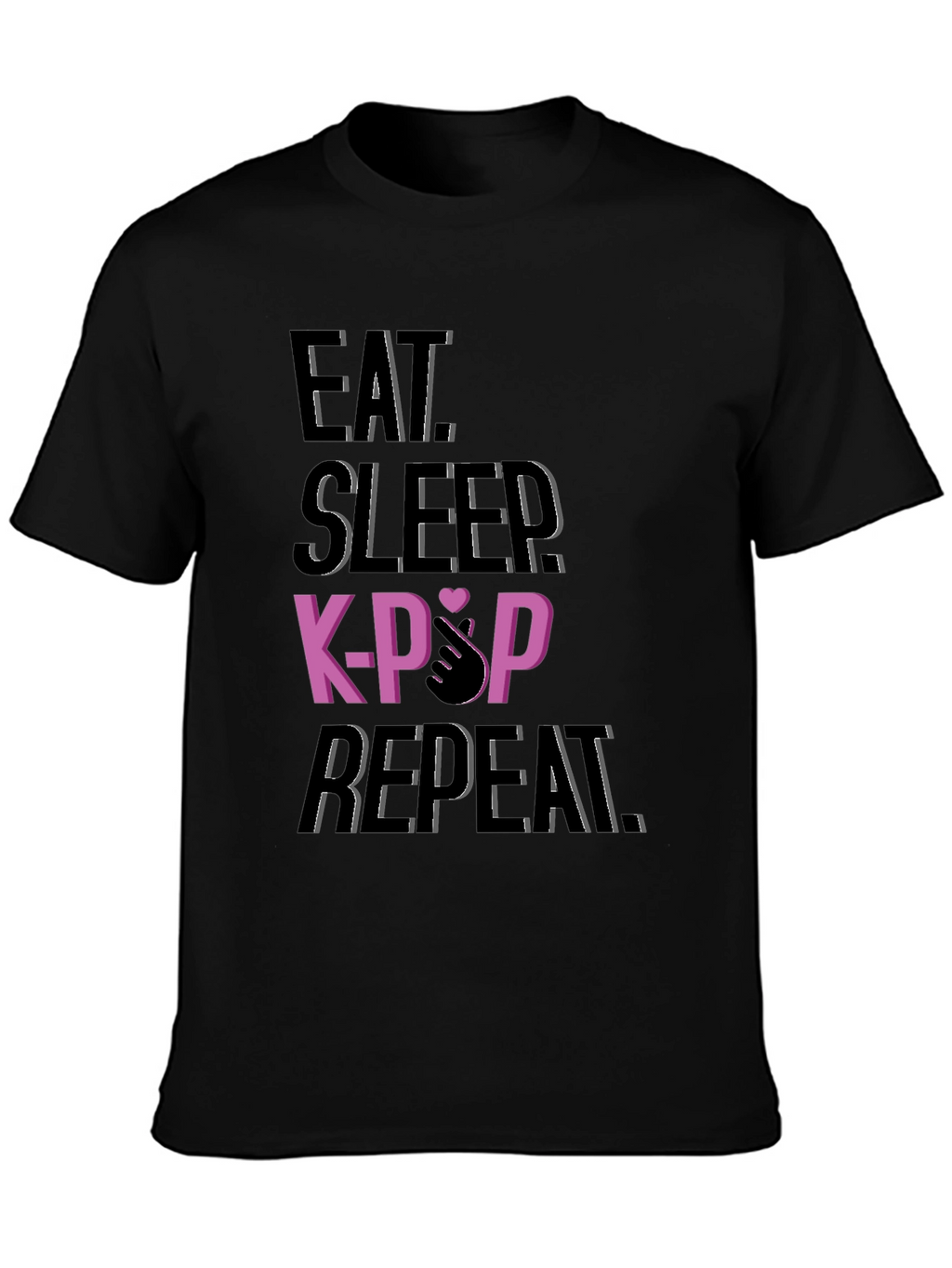 Eat Sleep K-Pop Repeat Black T-Shirt