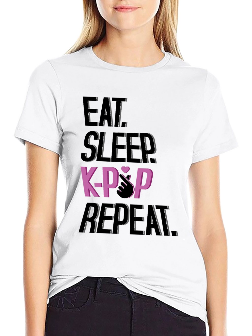 Eat Sleep K-Pop Repeat Black T-Shirt