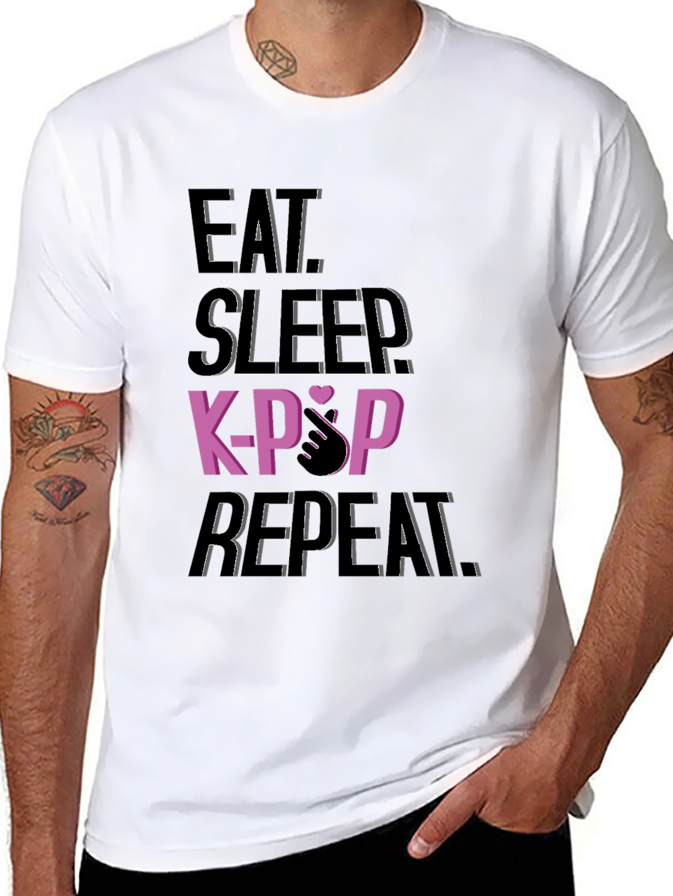 Eat Sleep K-Pop Repeat Black T-Shirt