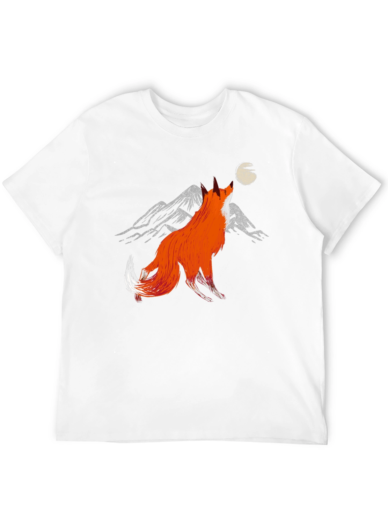 Fox Howling at Moon Graphic Tee - Stylish Black T-Shirt