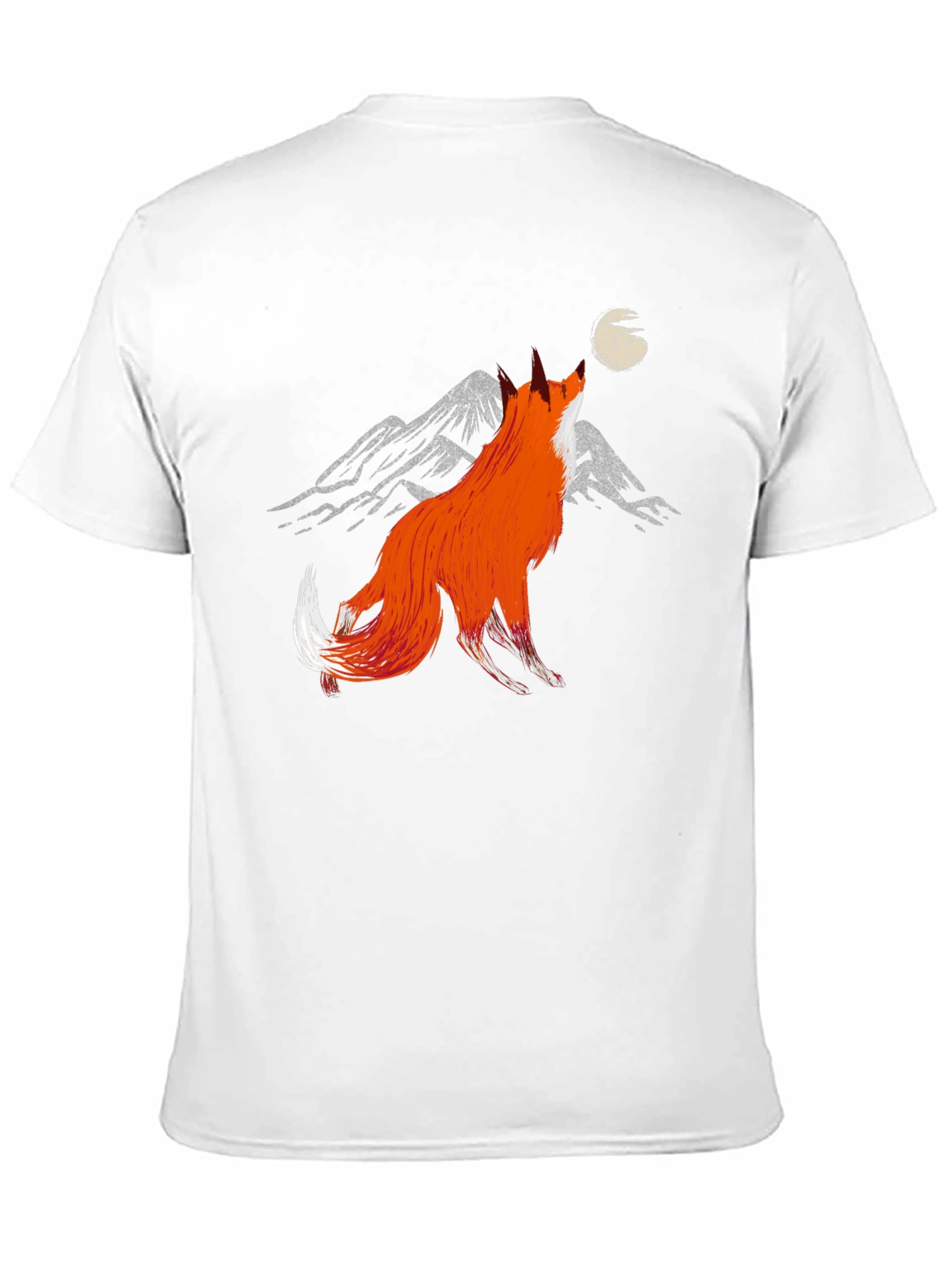Fox Howling at Moon Graphic Tee - Stylish Black T-Shirt