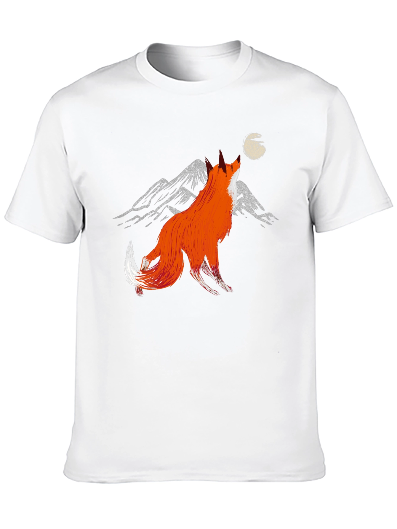 Fox Howling at Moon Graphic Tee - Stylish Black T-Shirt