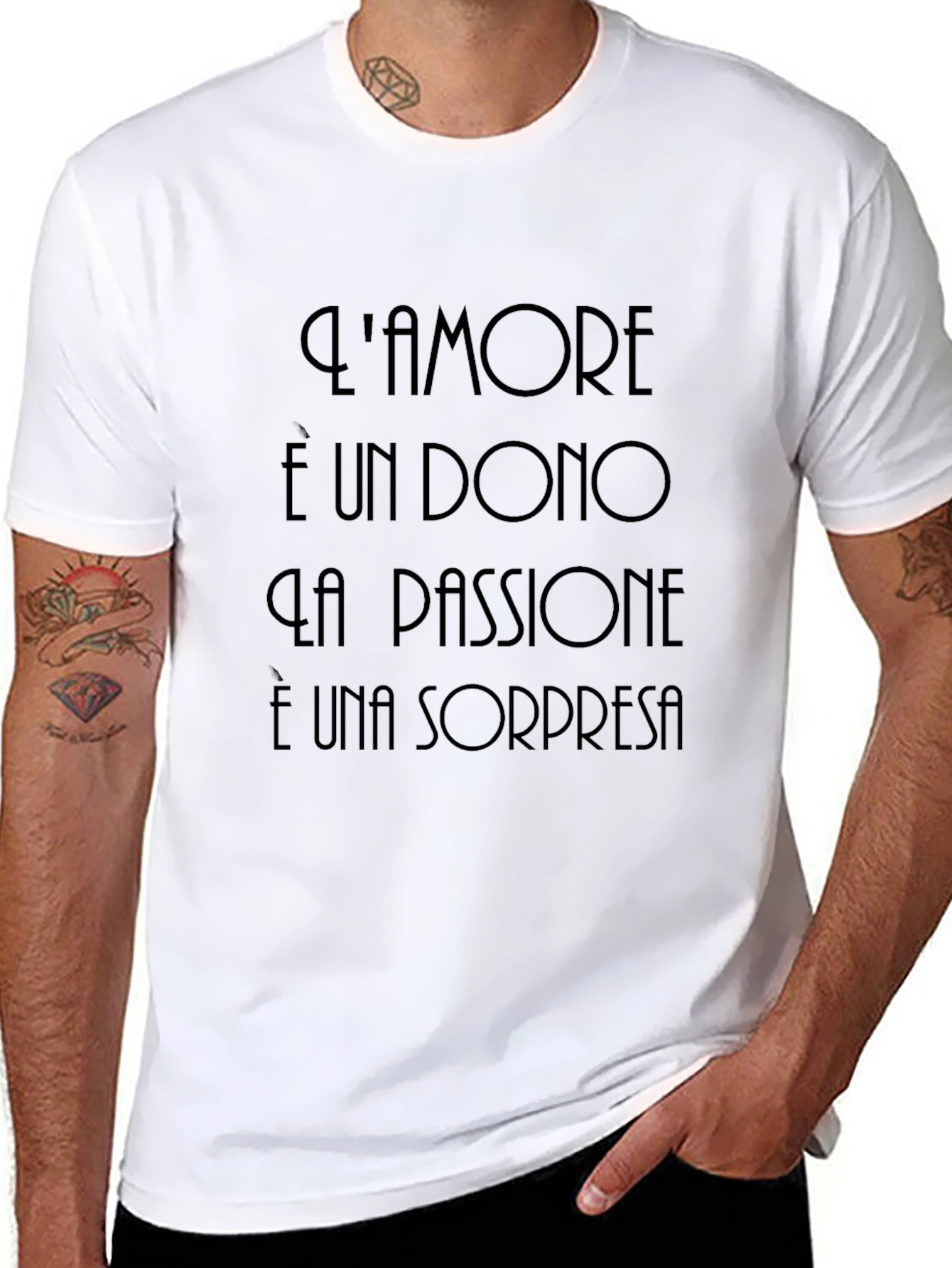Black T-Shirt - Italian Love & Passion Quote