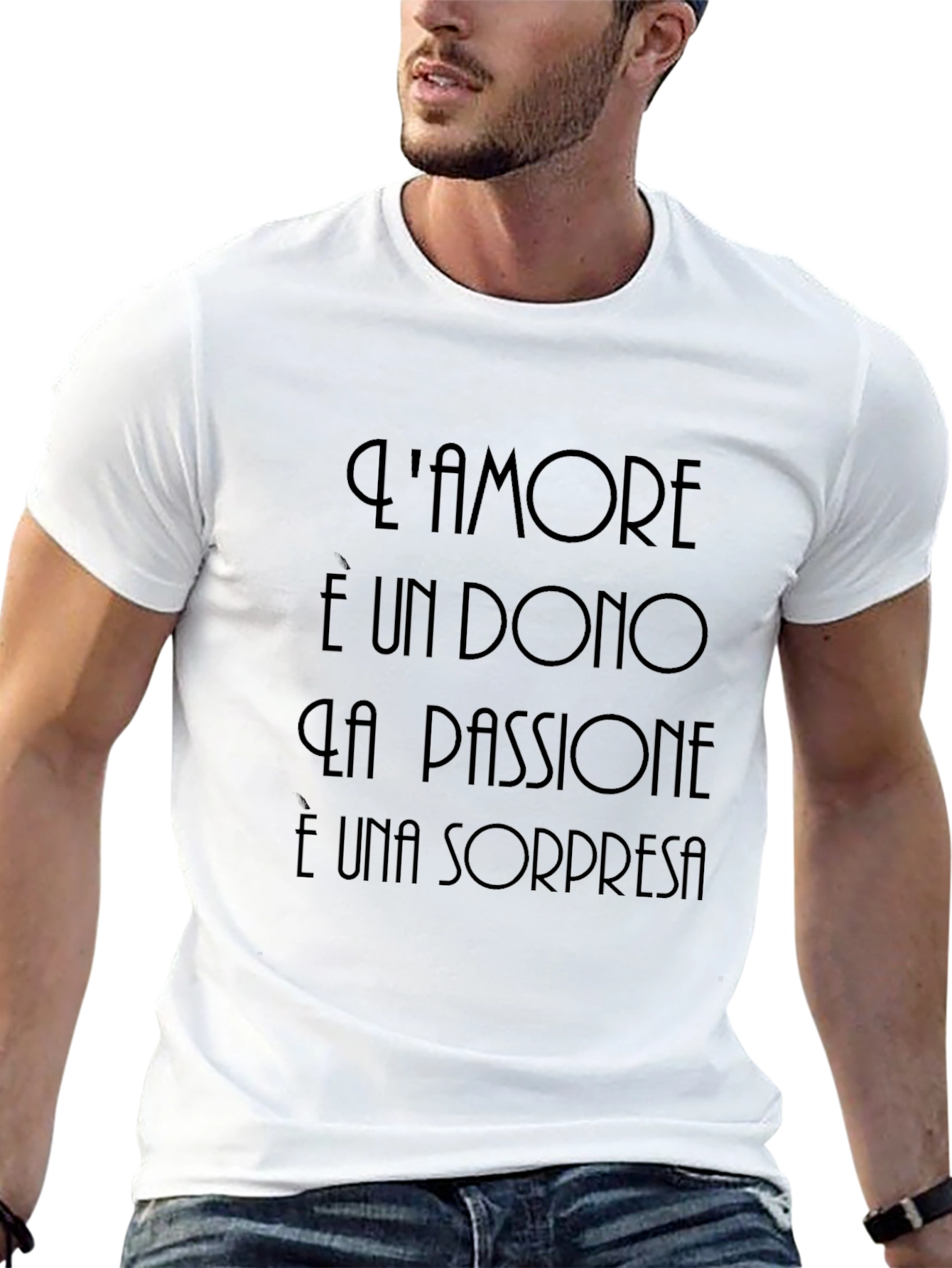 Black T-Shirt - Italian Love & Passion Quote