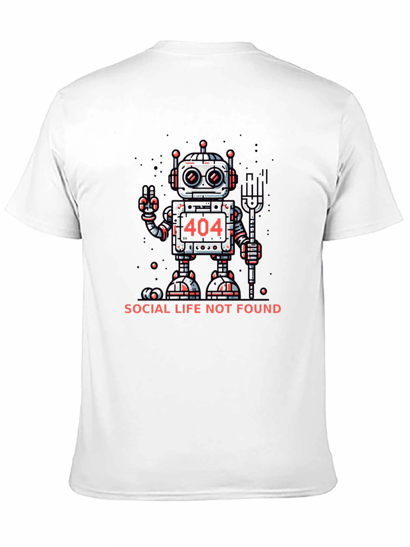 404 Social Life Not Found Robot Graphic T-Shirt