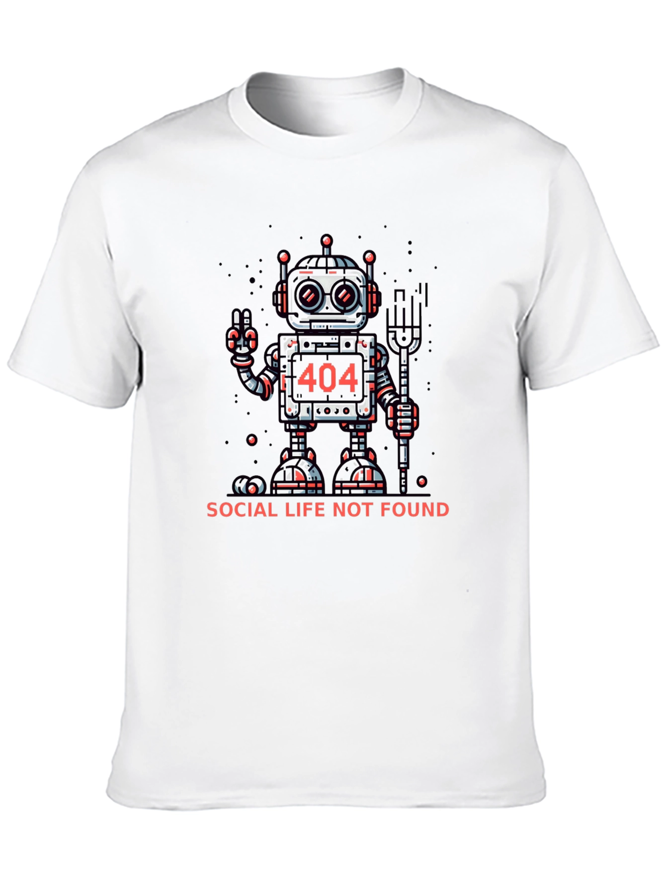 404 Social Life Not Found Robot Graphic T-Shirt
