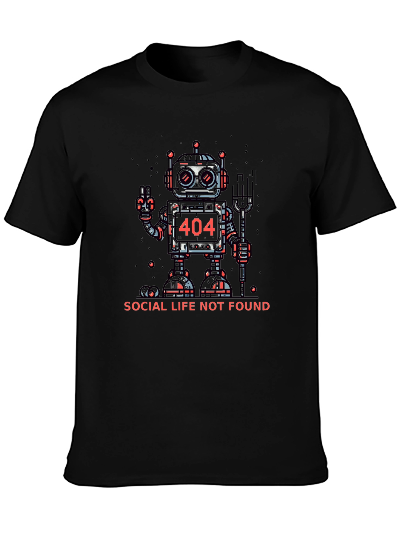404 Social Life Not Found Robot Graphic T-Shirt