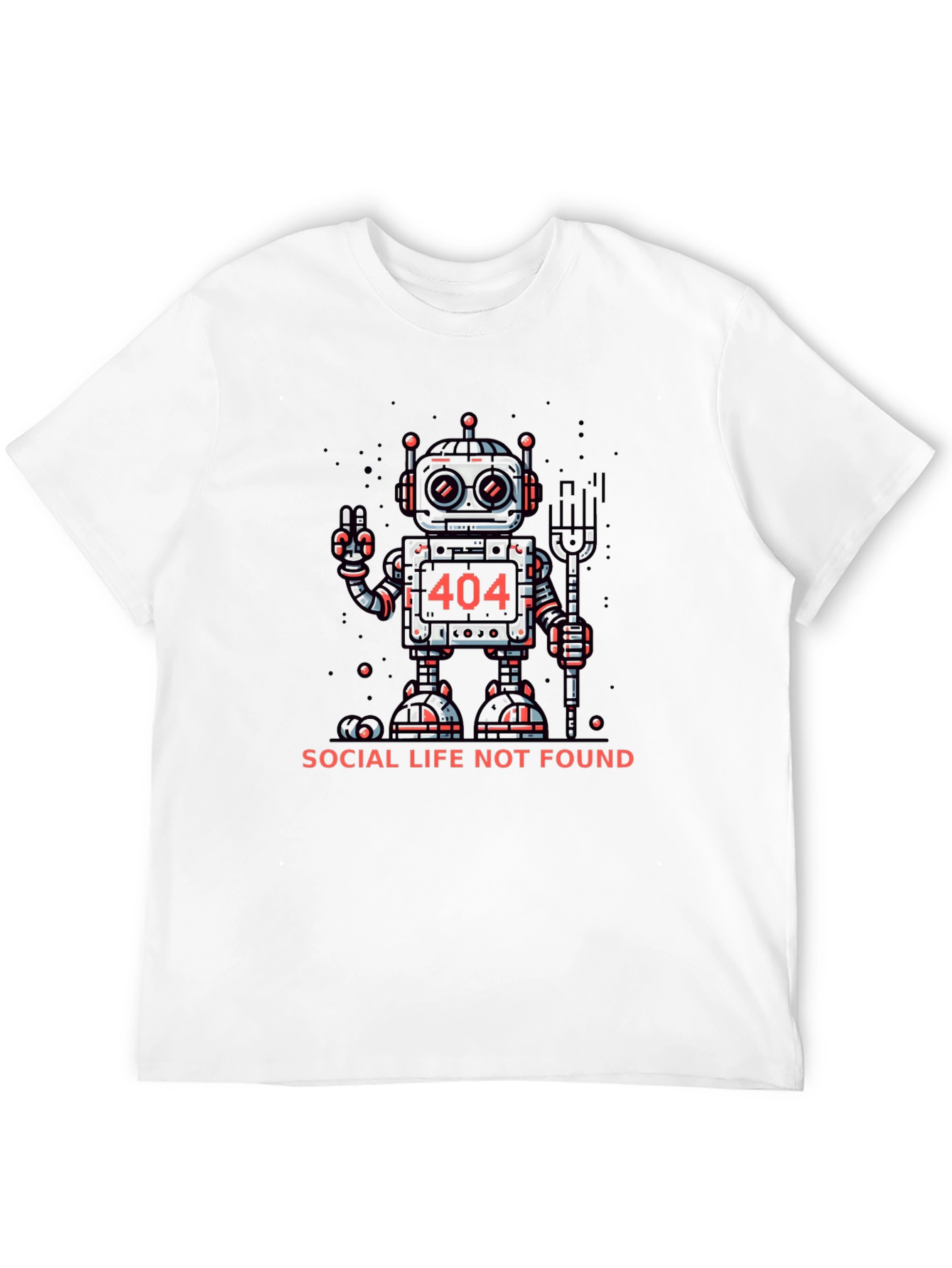404 Social Life Not Found Robot Graphic T-Shirt