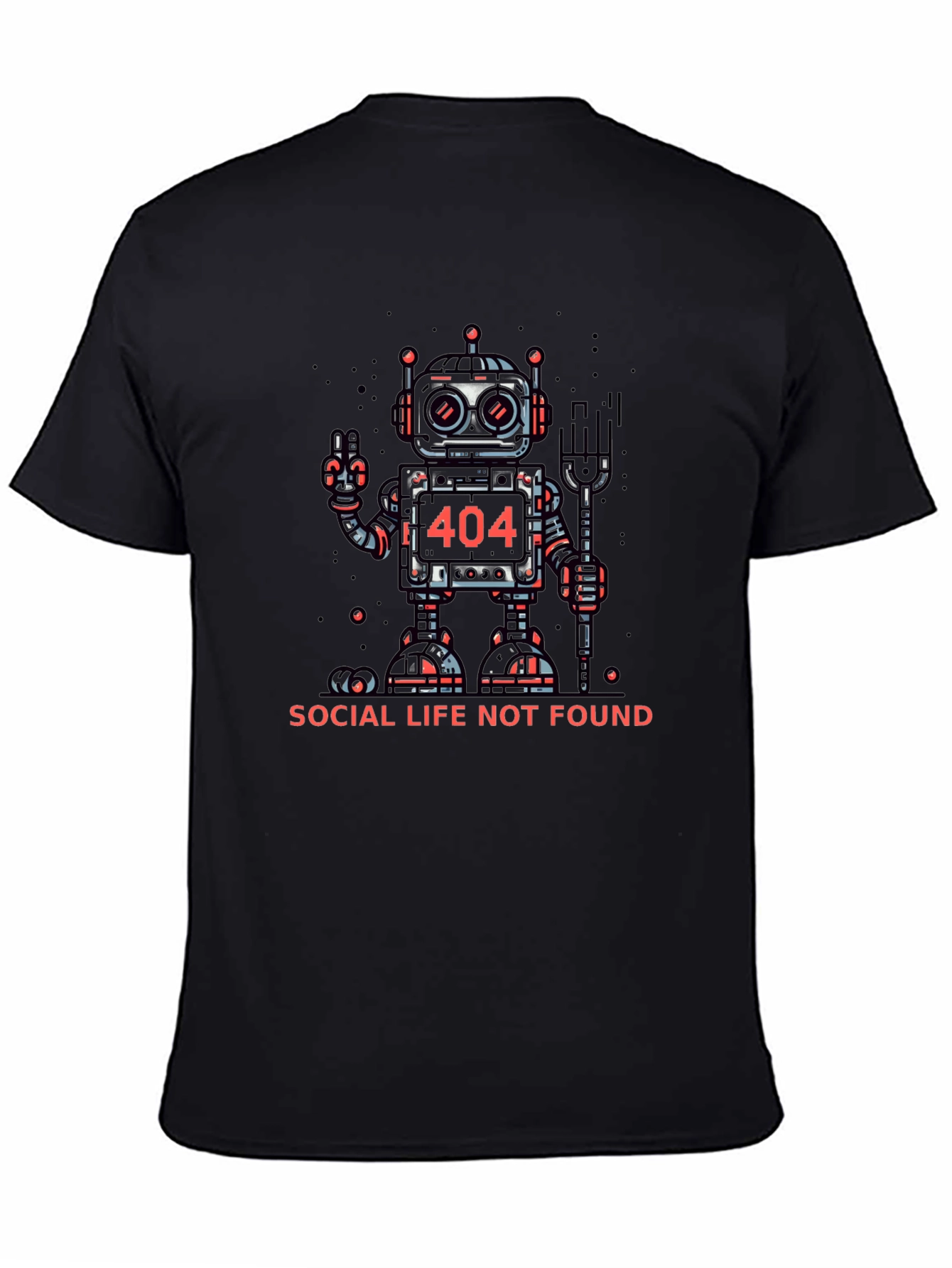 404 Social Life Not Found Robot Graphic T-Shirt