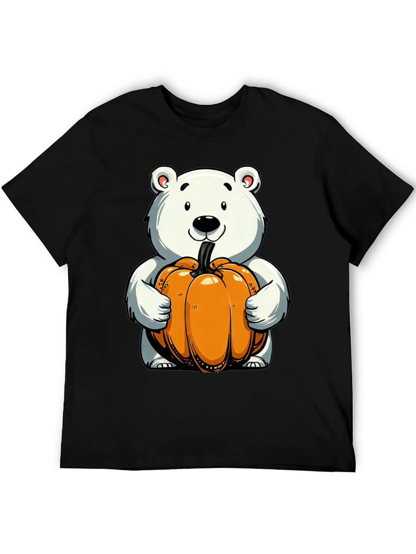 Cute Bear Holding Pumpkin Graphic Tee