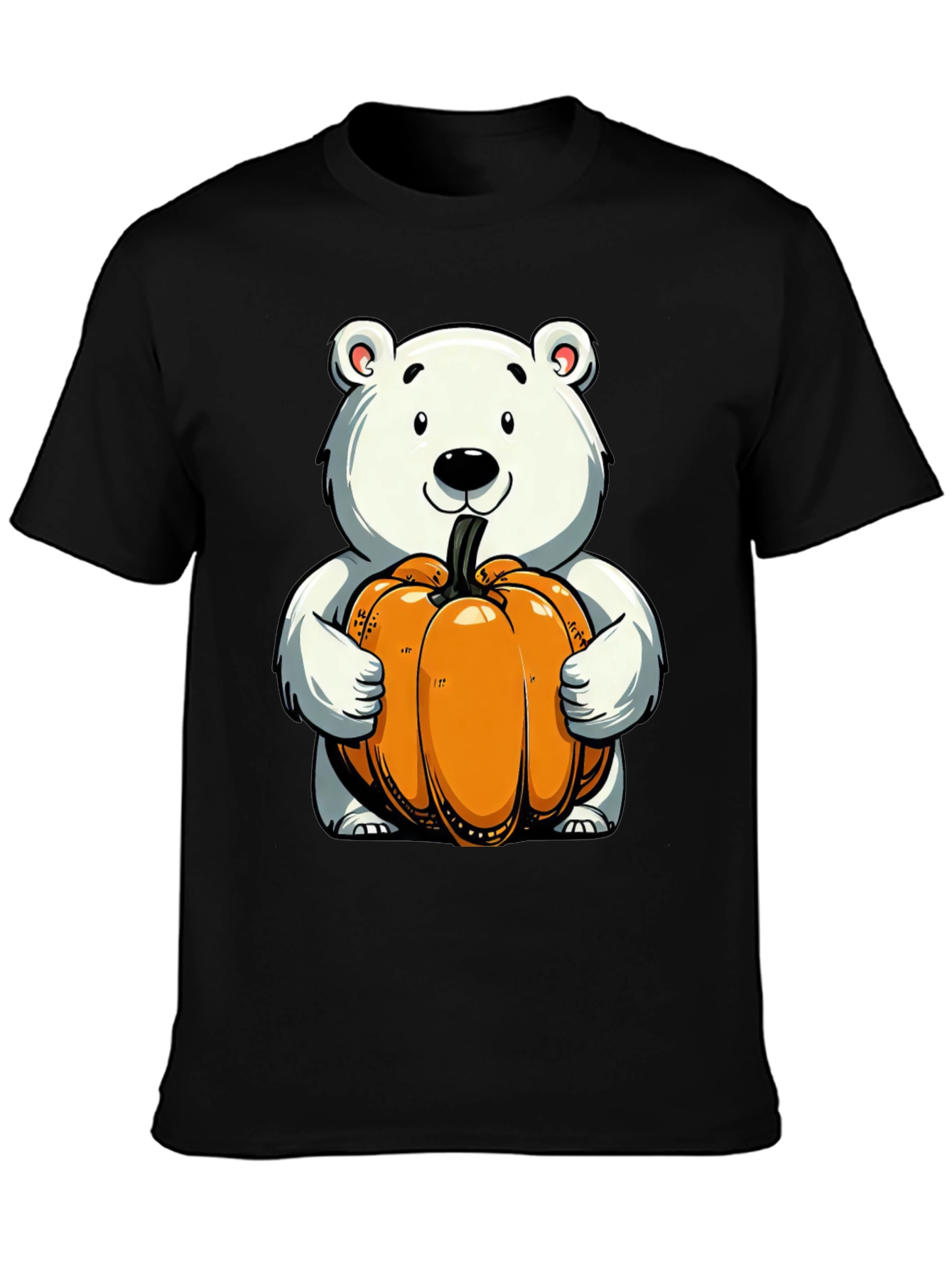 Cute Bear Holding Pumpkin Graphic Tee