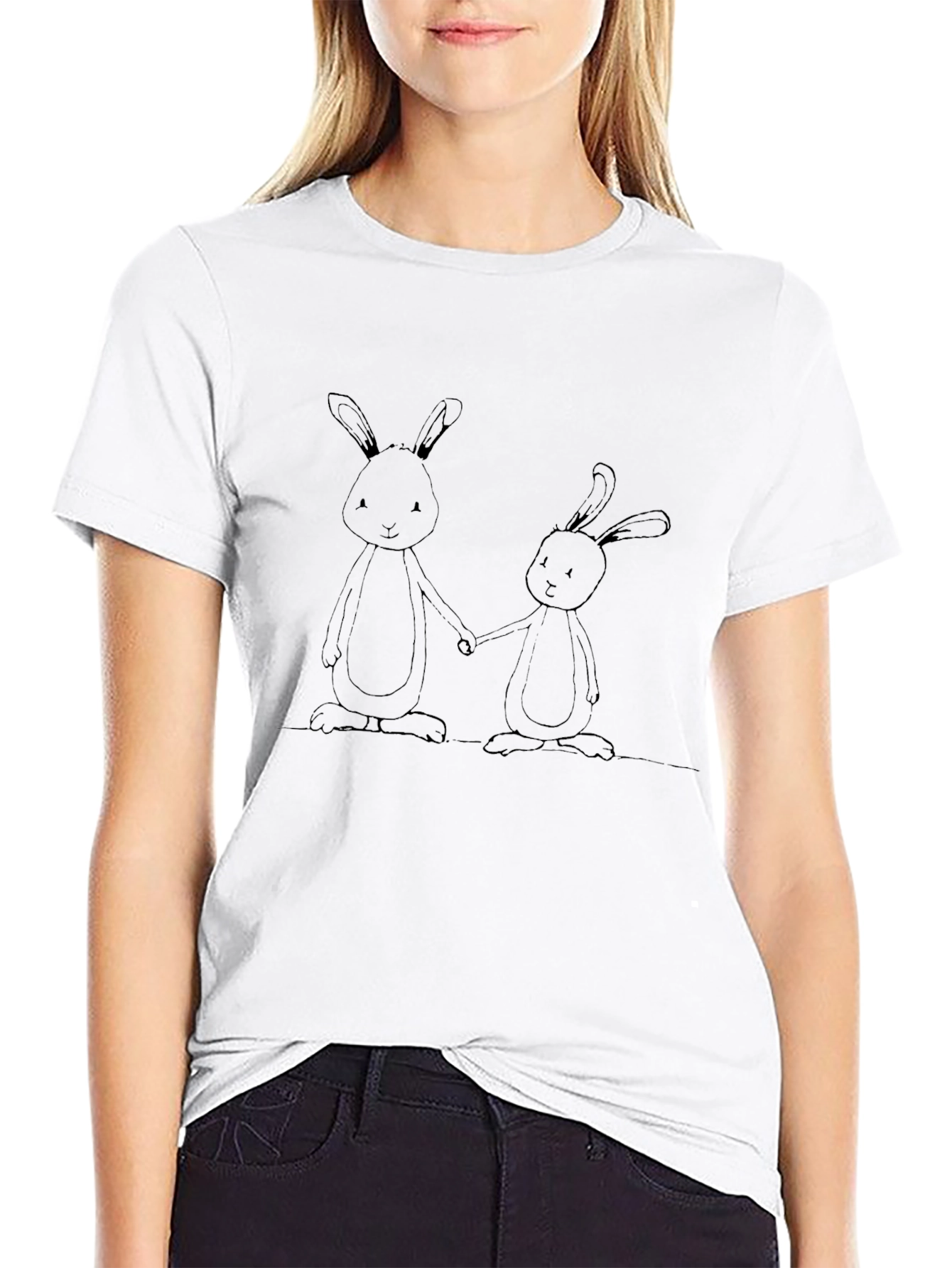 Cute Bunny Graphic Tee - Black Unisex T-Shirt