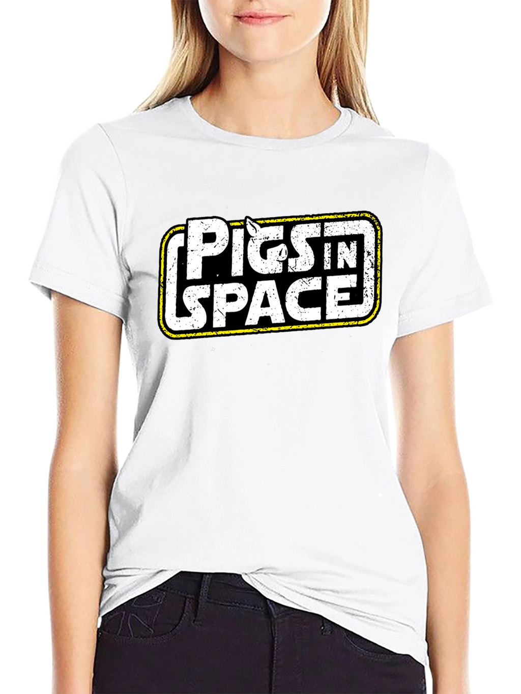 Pigs in Space Black Graphic Tee