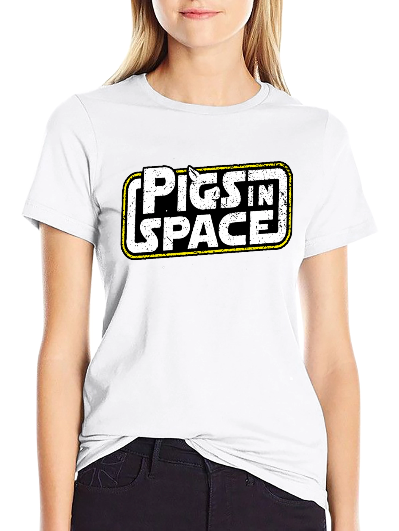 Pigs in Space Black Graphic Tee