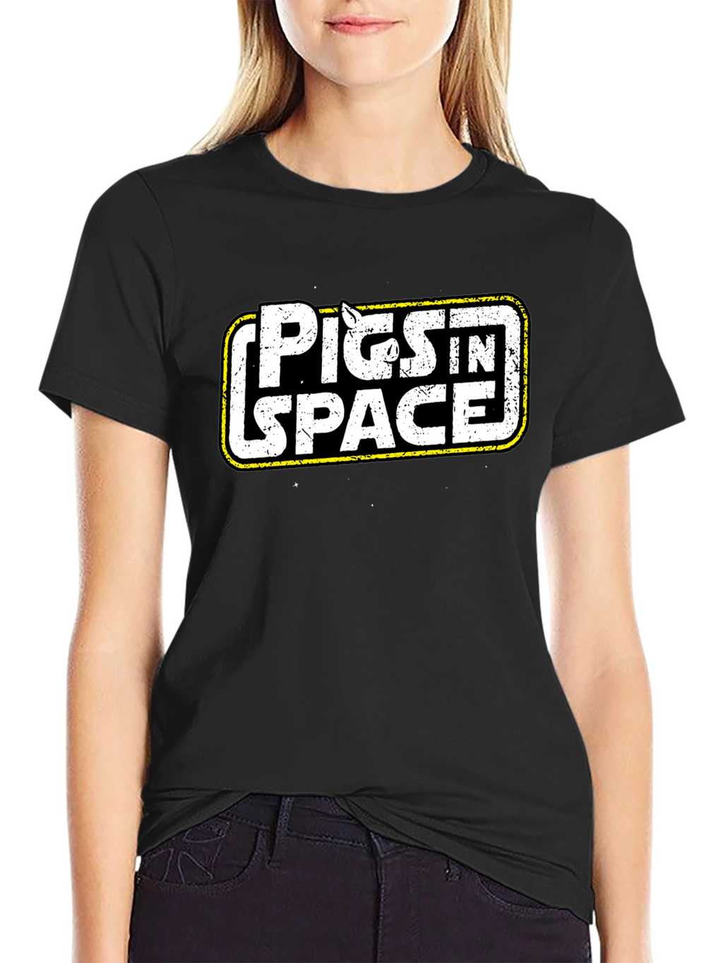 Pigs in Space Black Graphic Tee