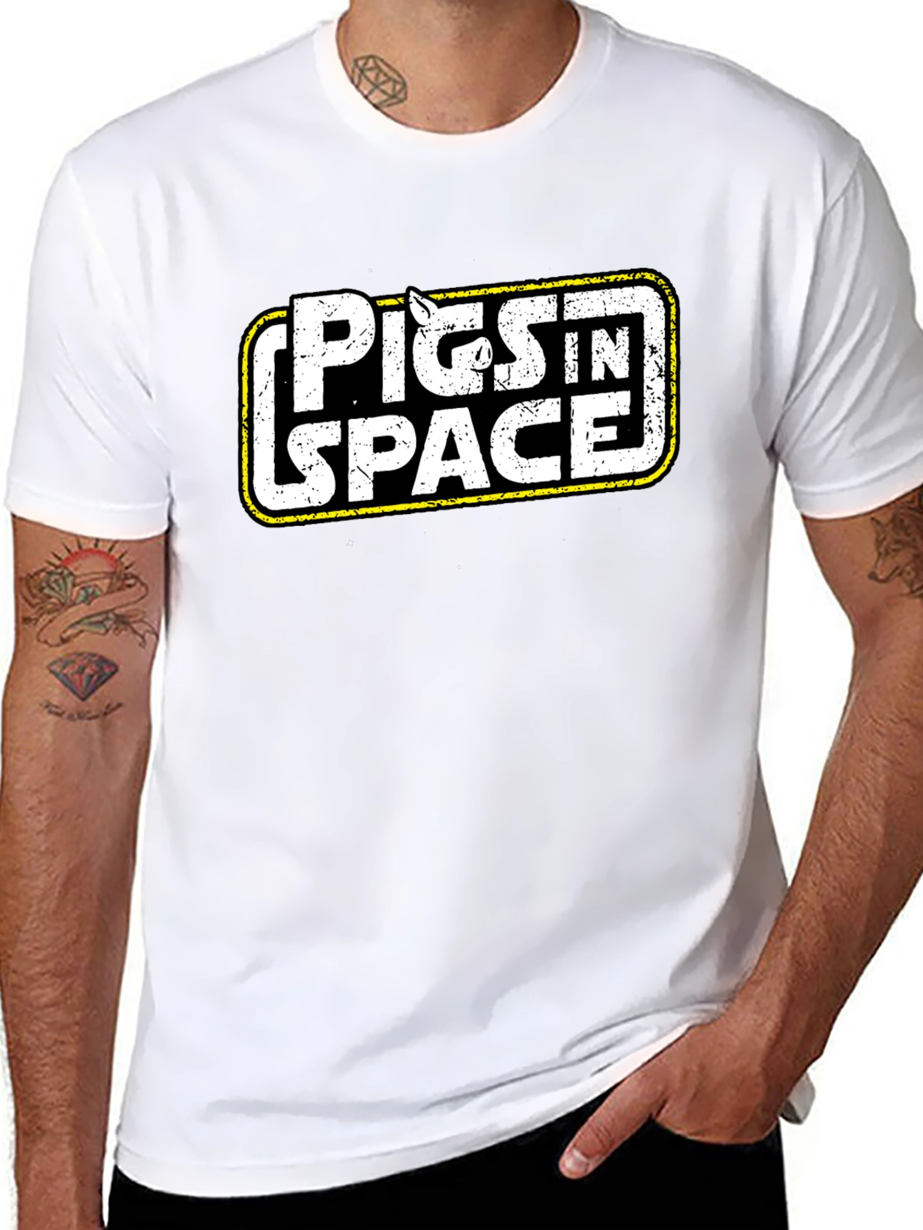 Pigs in Space Black Graphic Tee