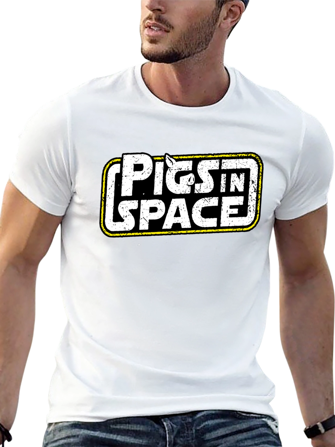 Pigs in Space Black Graphic Tee