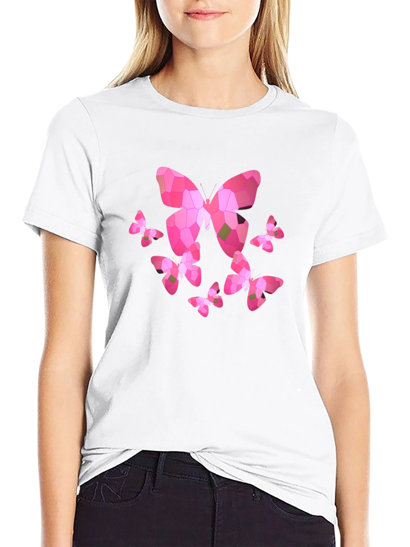Butterfly Mosaic Graphic T-Shirt - Black