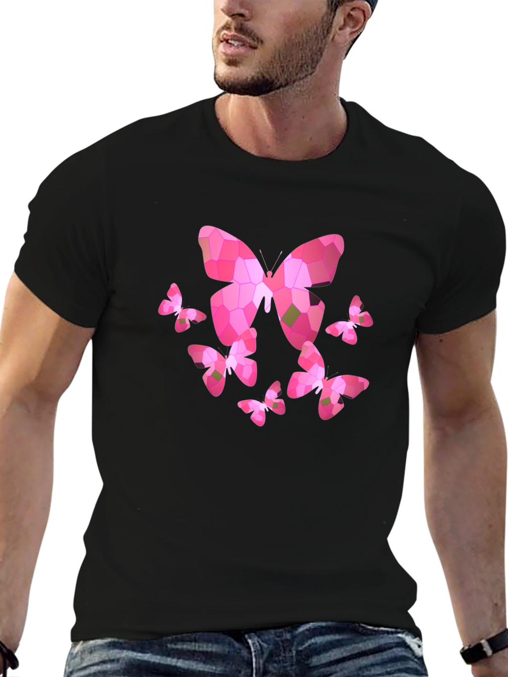Butterfly Mosaic Graphic T-Shirt - Black