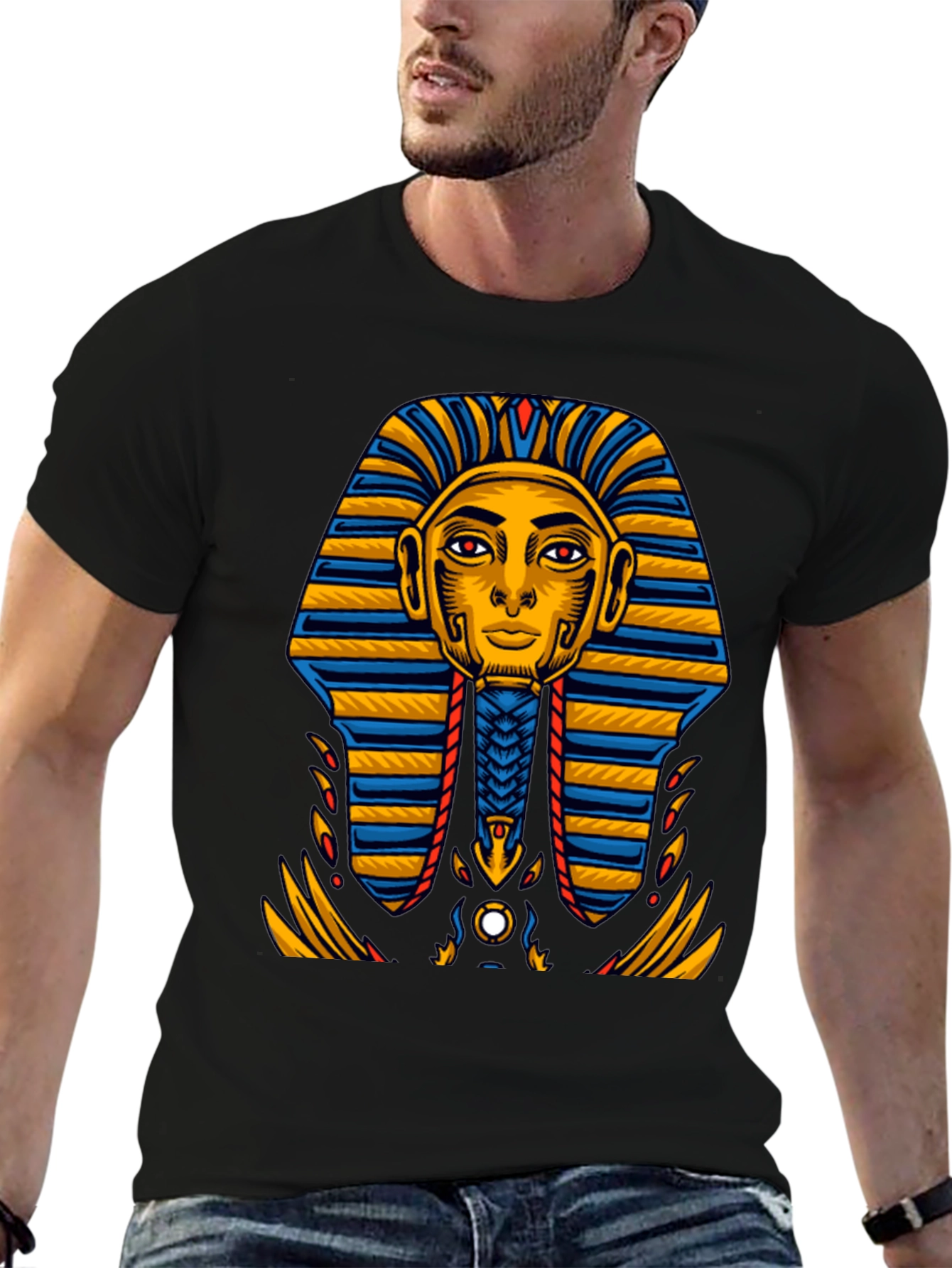 Egyptian Pharaoh Graphic Tee - Ancient King Tut Design