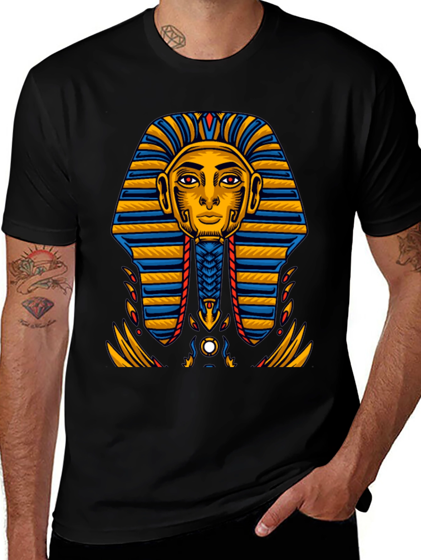Egyptian Pharaoh Graphic Tee - Ancient King Tut Design