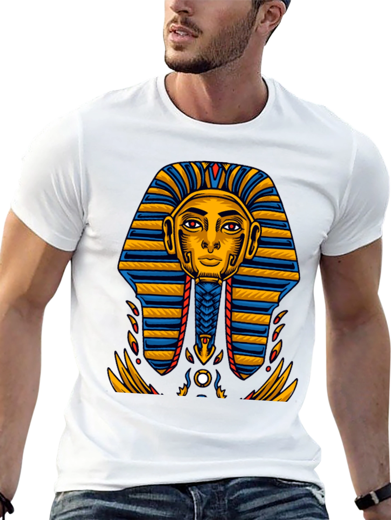 Egyptian Pharaoh Graphic Tee - Ancient King Tut Design