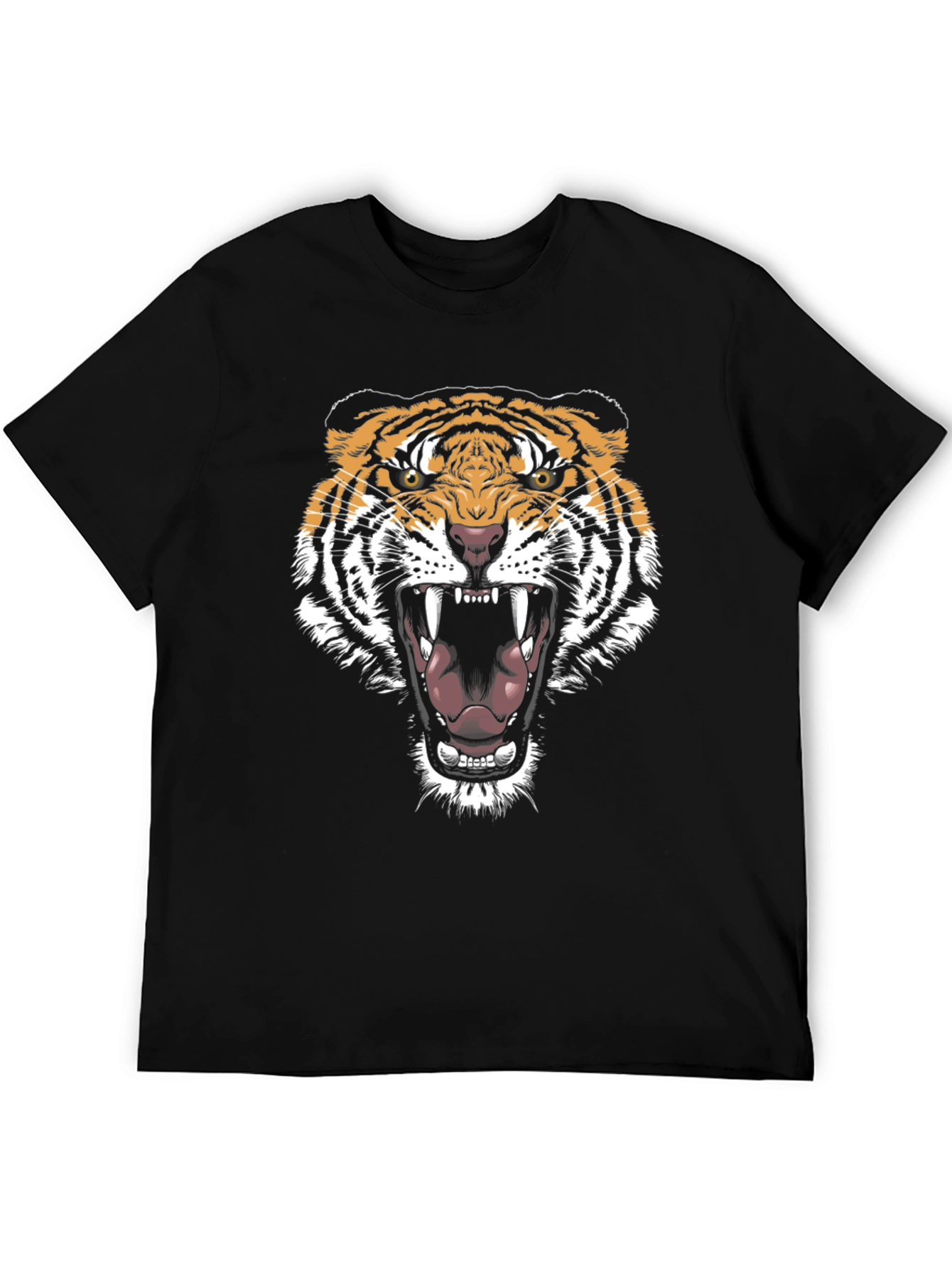 Black Tiger Graphic Tee - Bold Animal Print