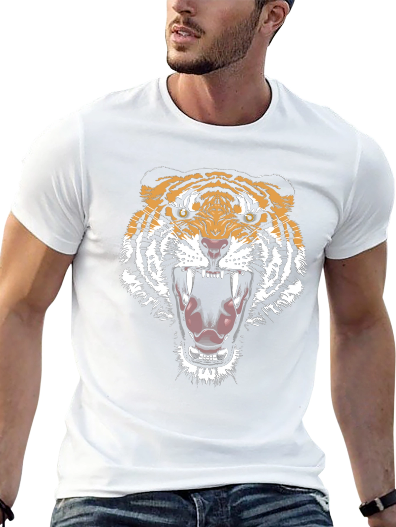 Black Tiger Graphic Tee - Bold Animal Print