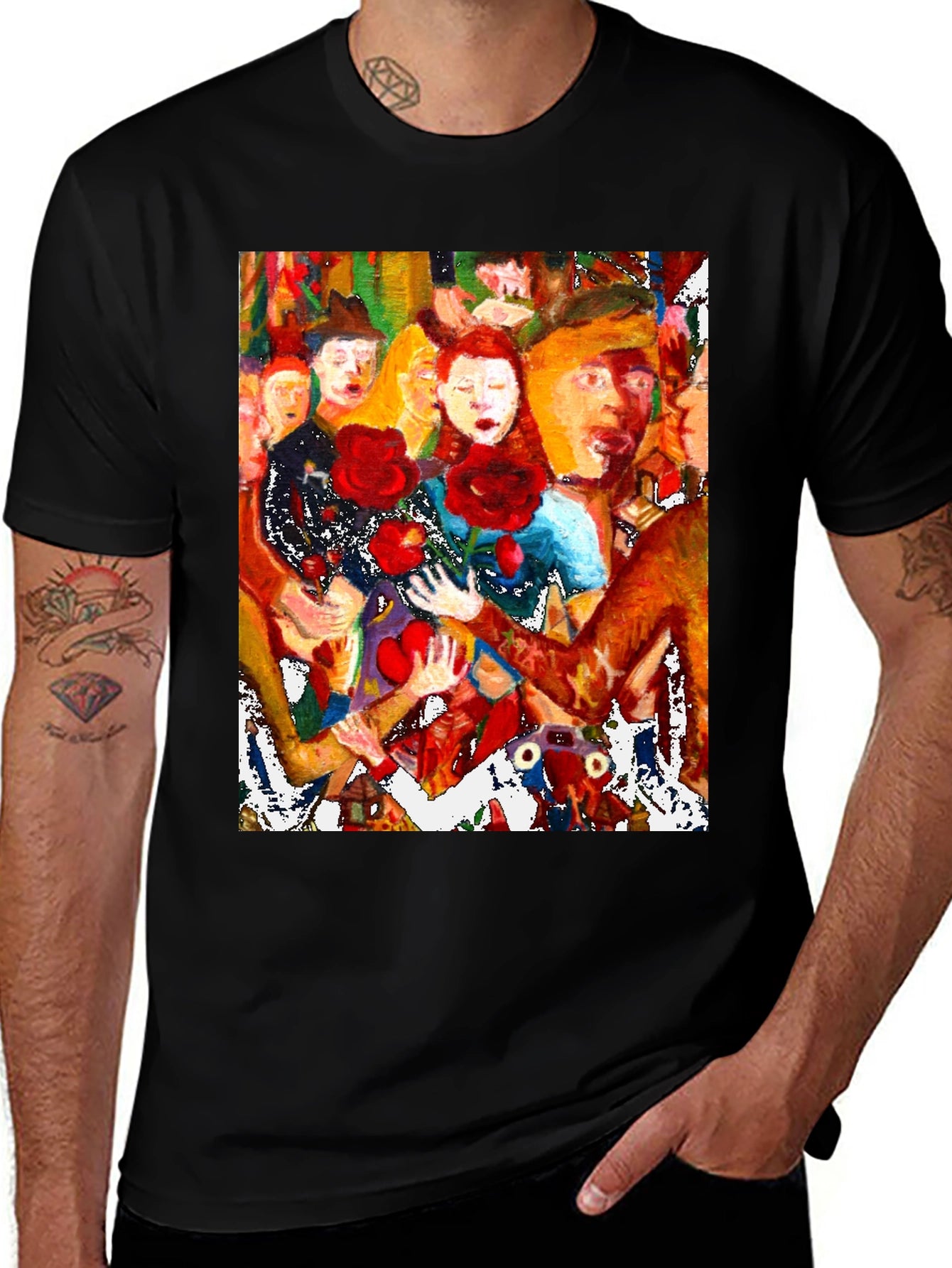 Artistic Graphic Tee - Abstract Crowd