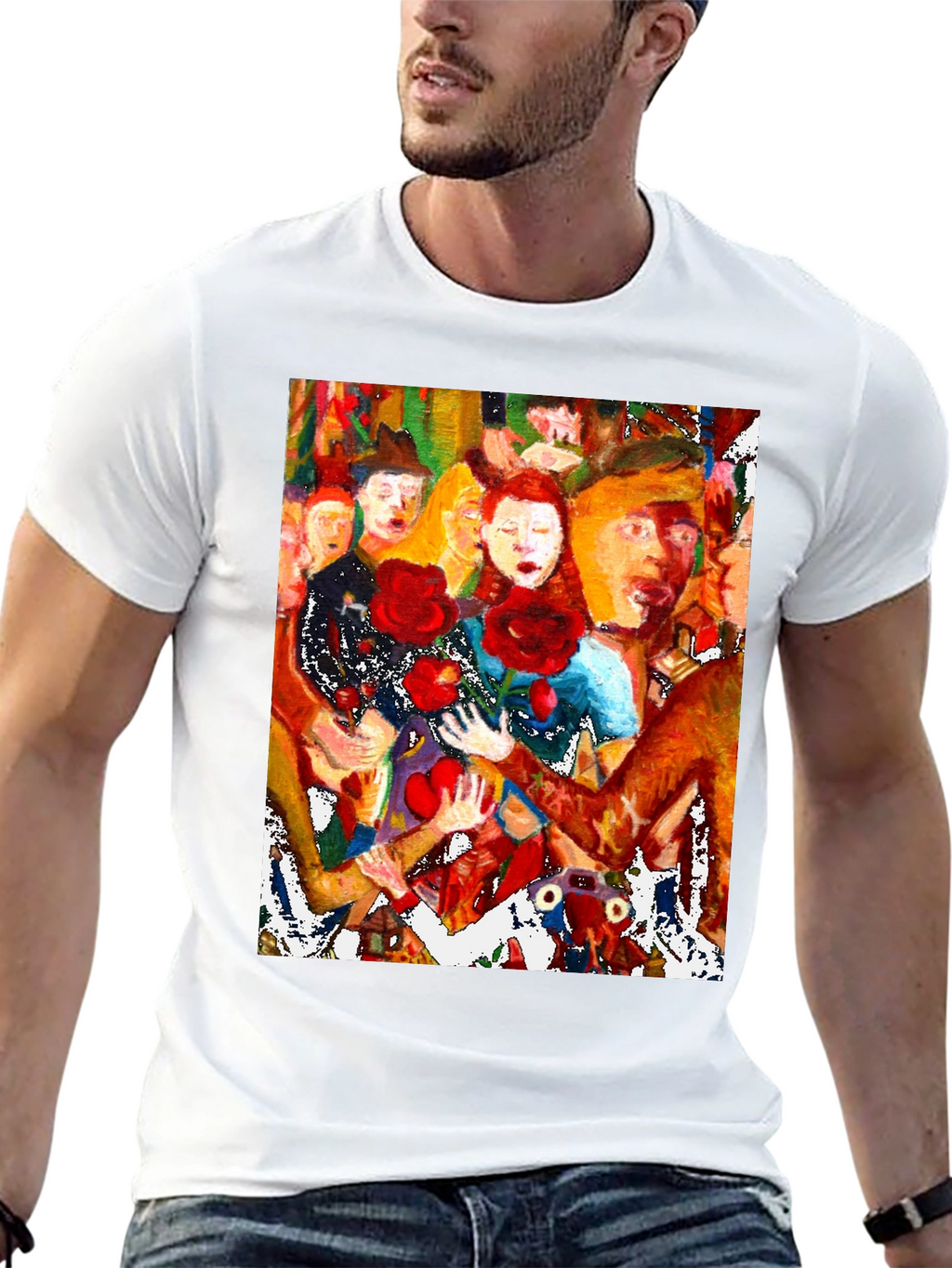 Artistic Graphic Tee - Abstract Crowd