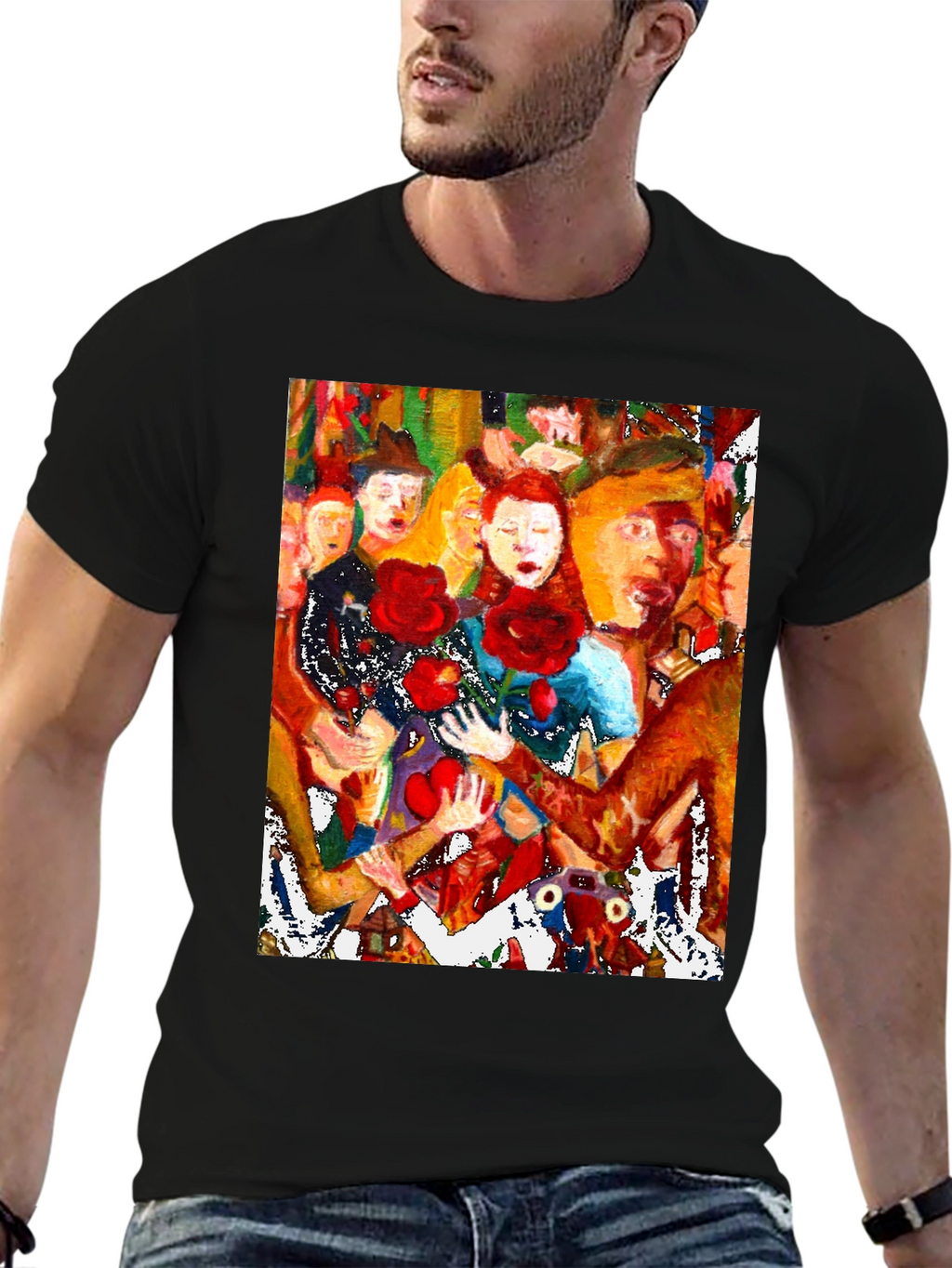 Artistic Graphic Tee - Abstract Crowd