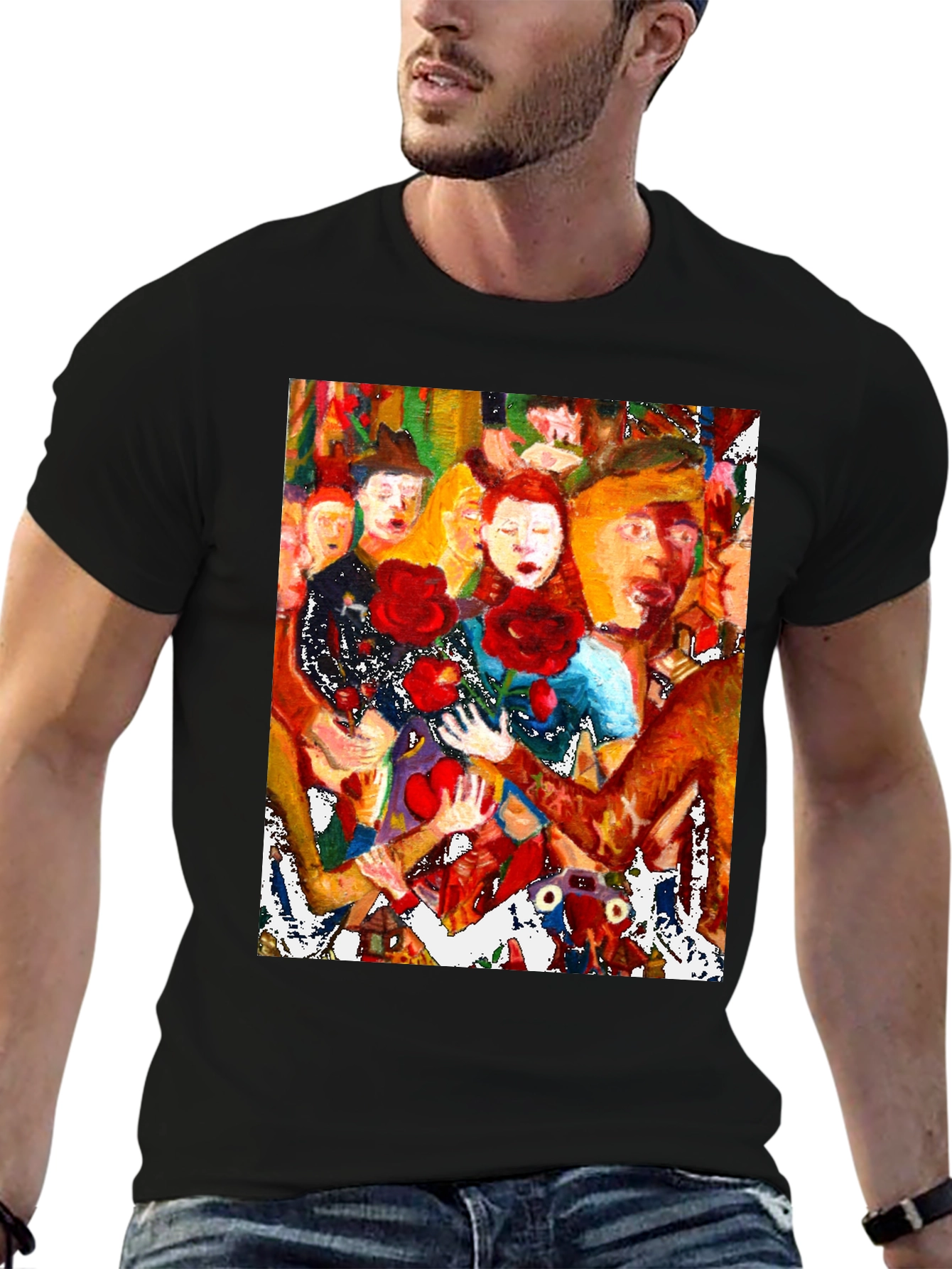 Artistic Graphic Tee - Abstract Crowd