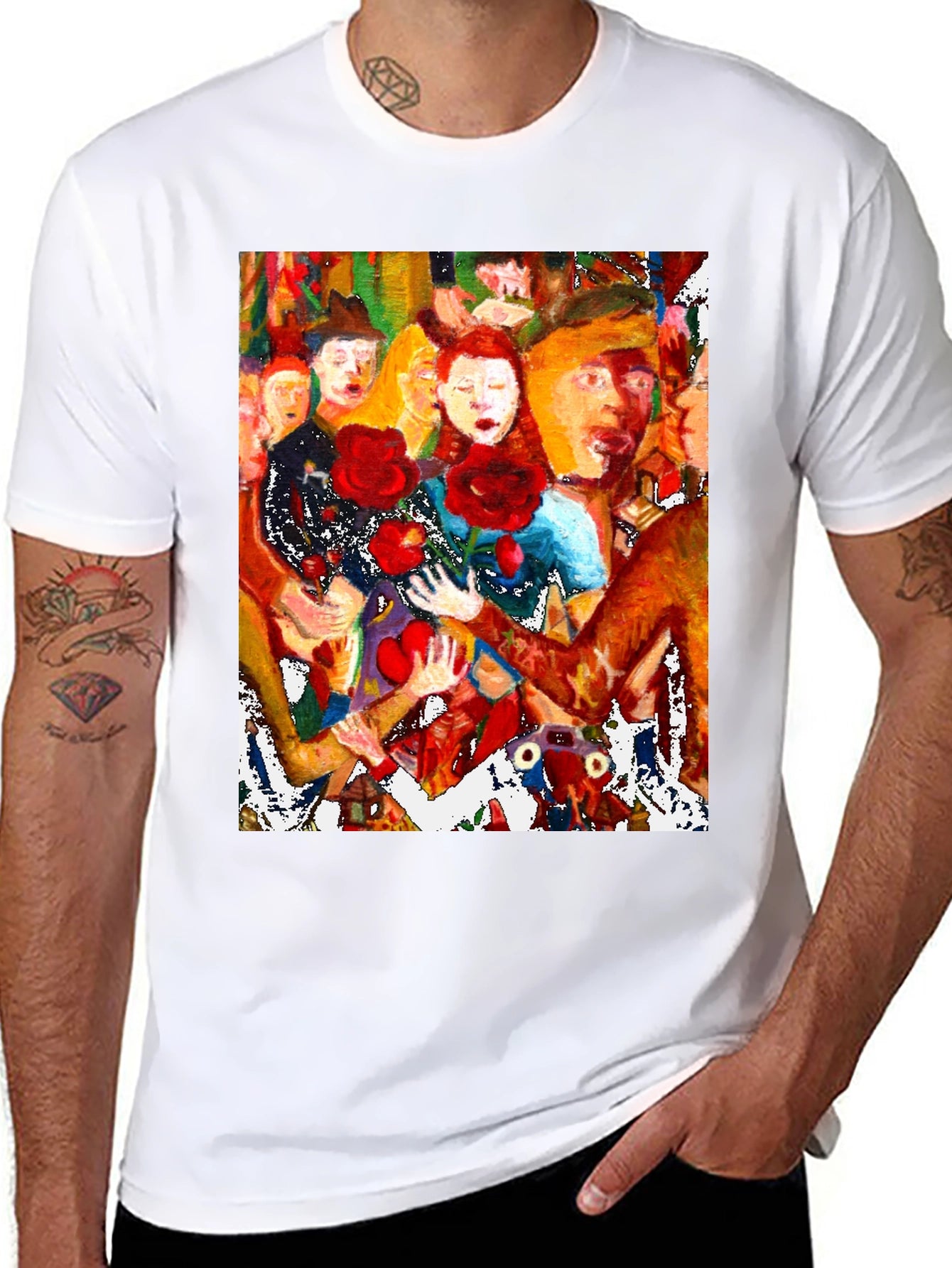 Artistic Graphic Tee - Abstract Crowd