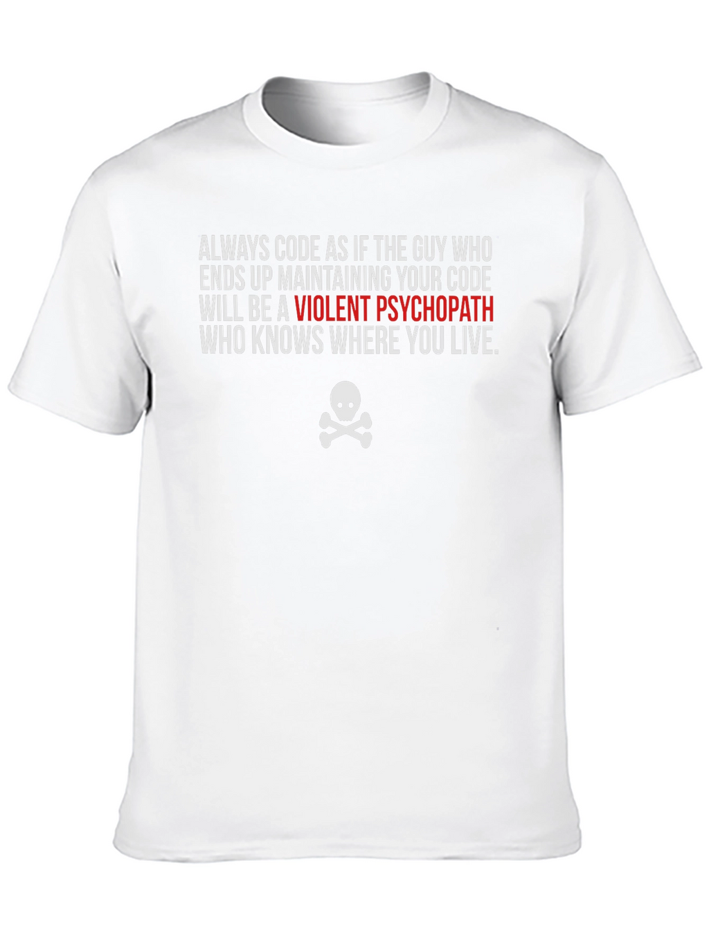 Code Humor T-Shirt: Violent Psychopath Developer