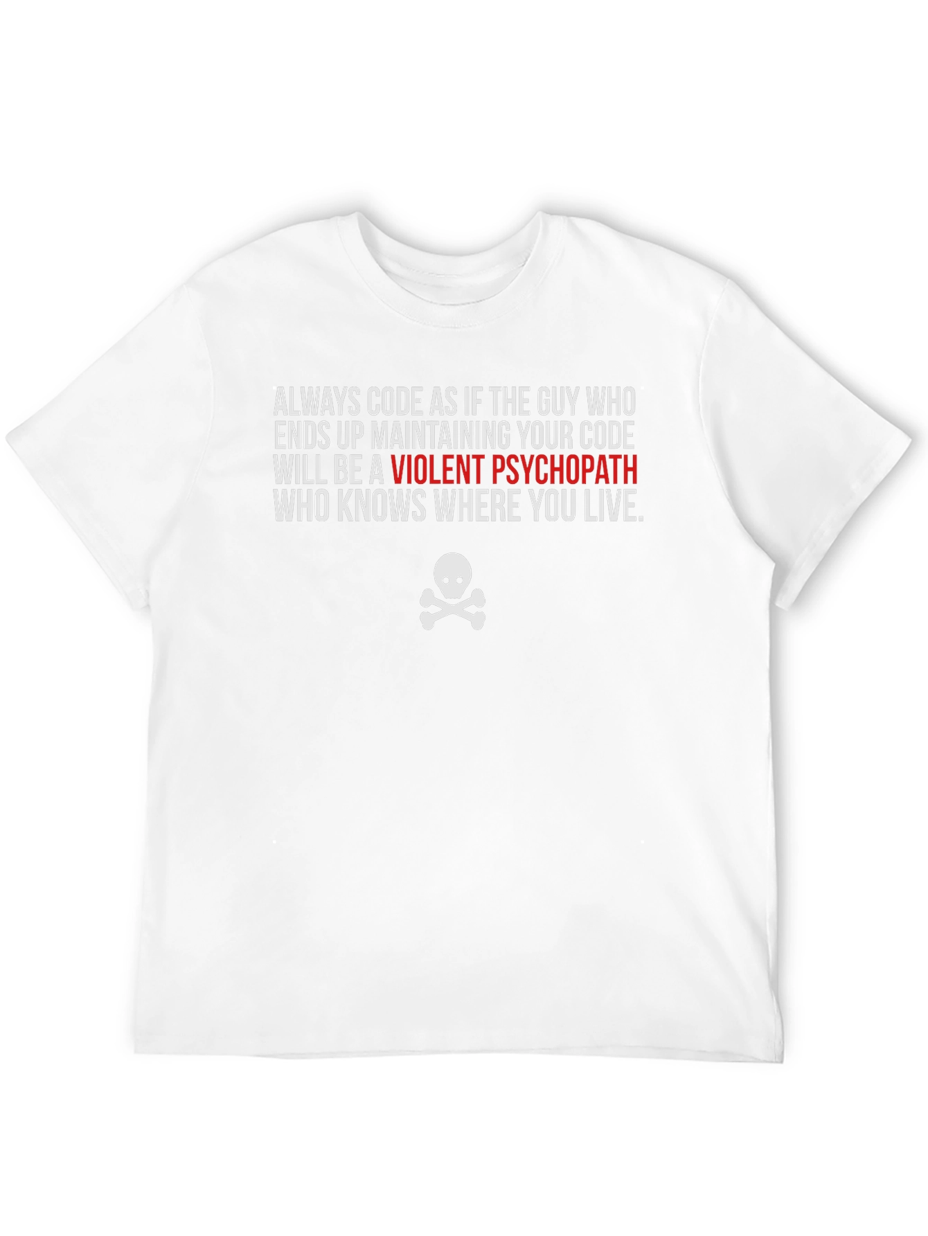 Code Humor T-Shirt: Violent Psychopath Developer
