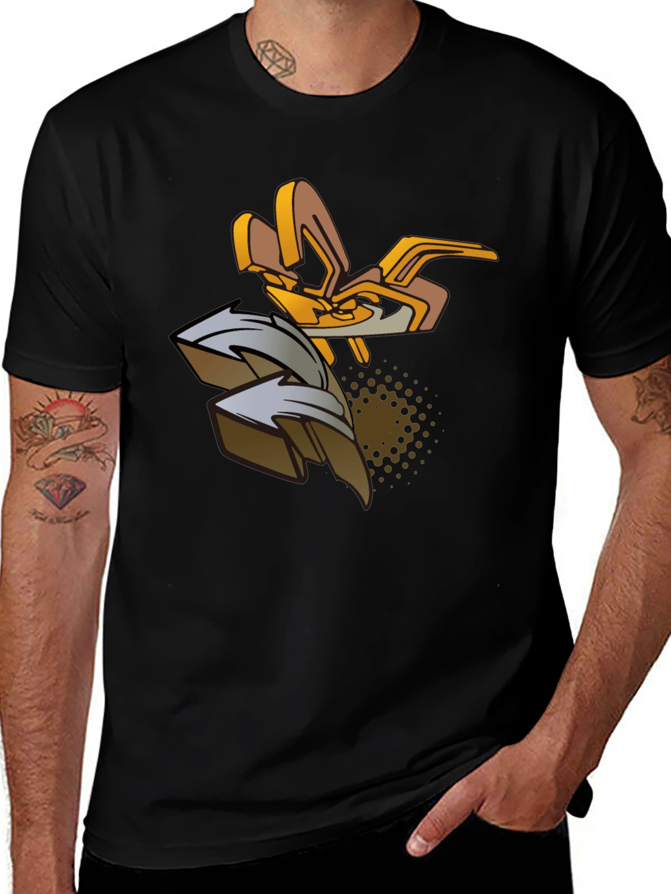Urban Art Graphic Tee - Black Cotton Blend
