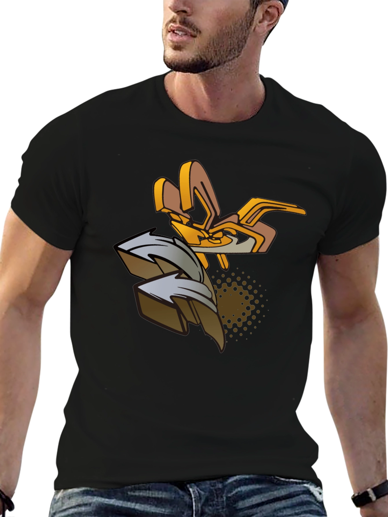 Urban Art Graphic Tee - Black Cotton Blend