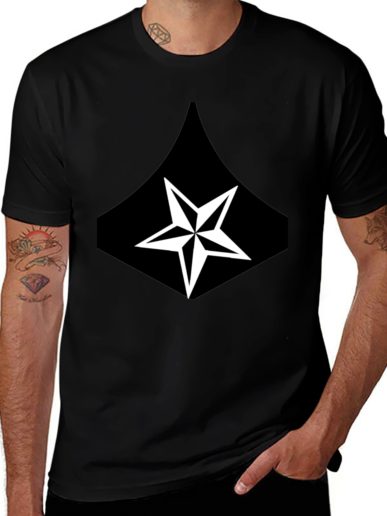 Star Graphic Black T-Shirt - Casual Mens Tee