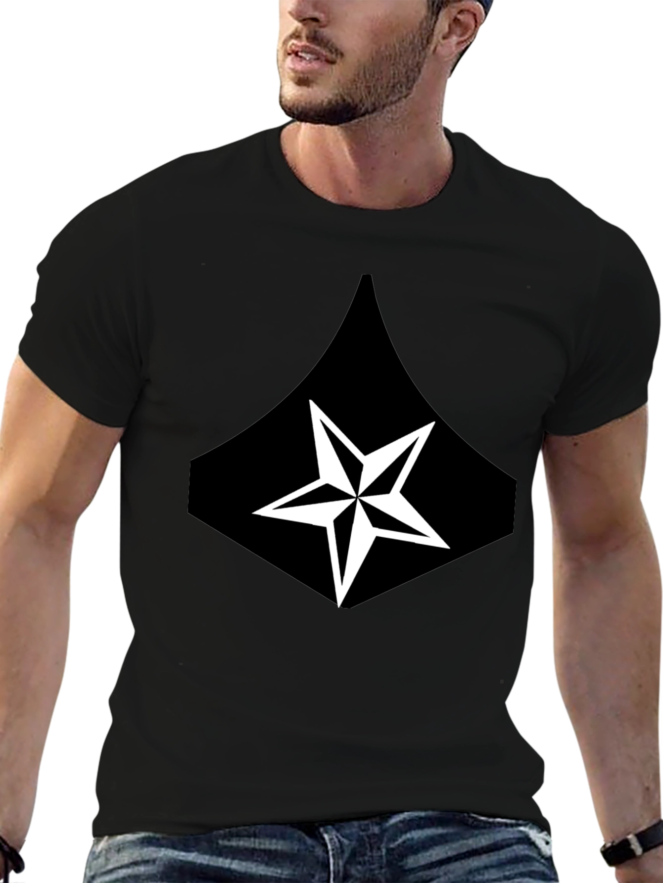 Star Graphic Black T-Shirt - Casual Mens Tee