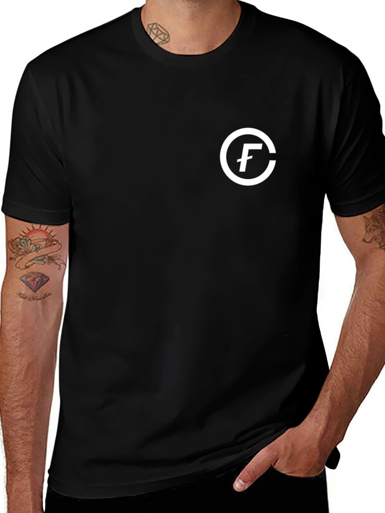 Modern Black T-Shirt with Circle F Logo