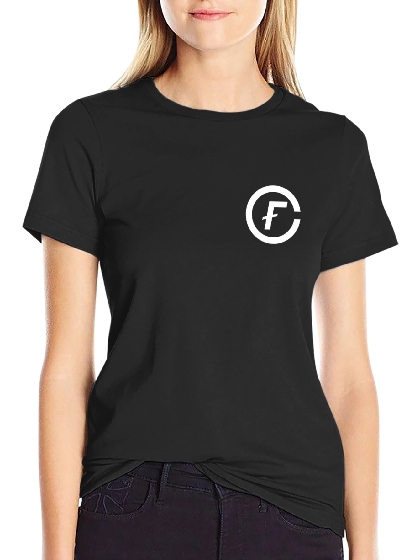 Modern Black T-Shirt with Circle F Logo