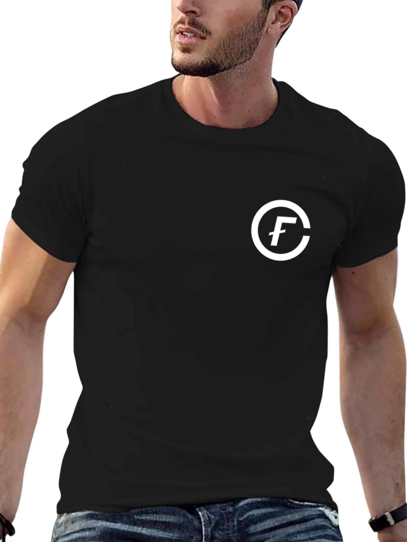 Modern Black T-Shirt with Circle F Logo