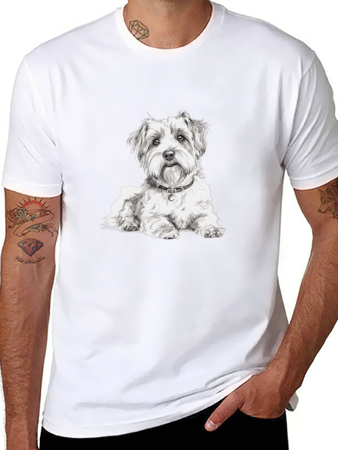 Dog Graphic Black Tee - Casual Wear