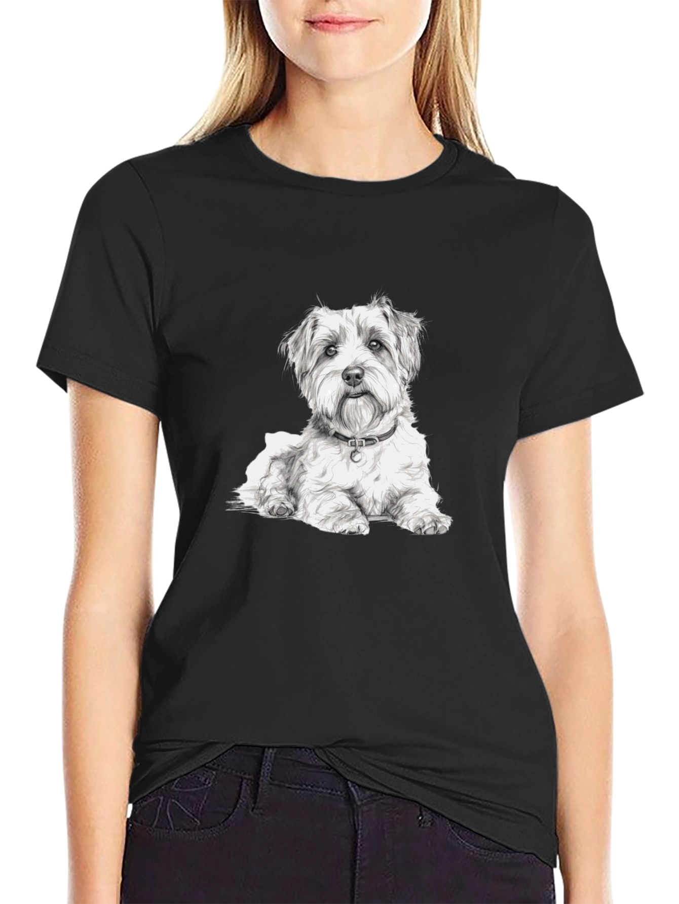 Dog Graphic Black Tee - Casual Wear