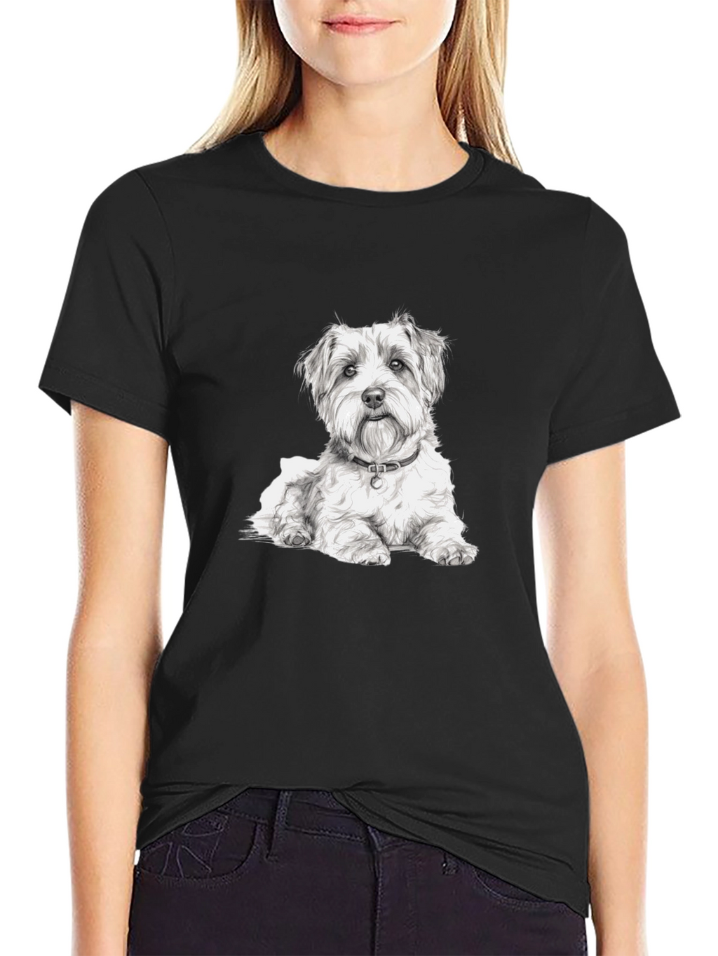 Dog Graphic Black Tee - Casual Wear