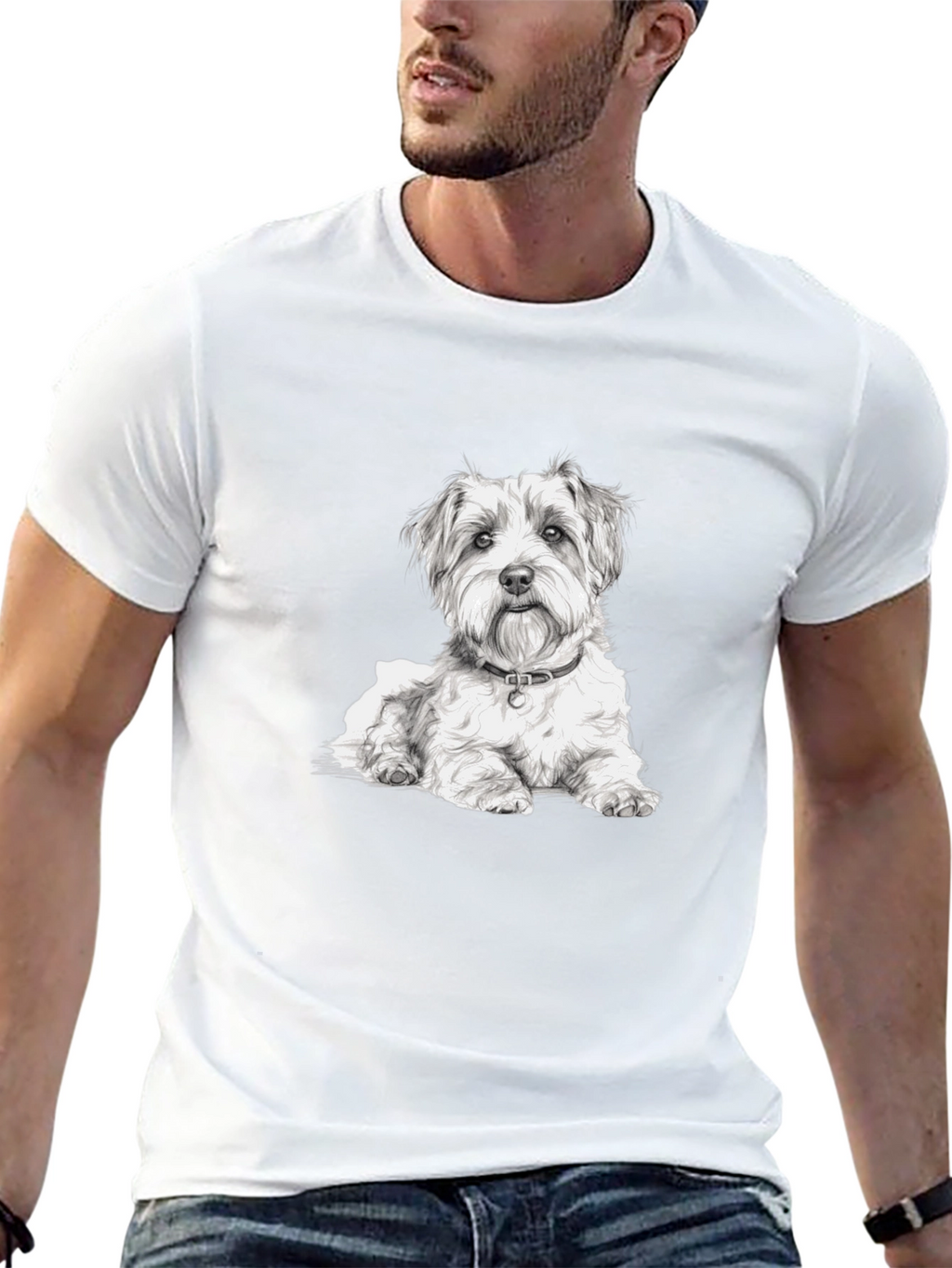 Dog Graphic Black Tee - Casual Wear