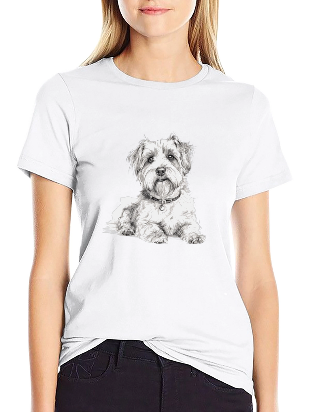 Dog Graphic Black Tee - Casual Wear