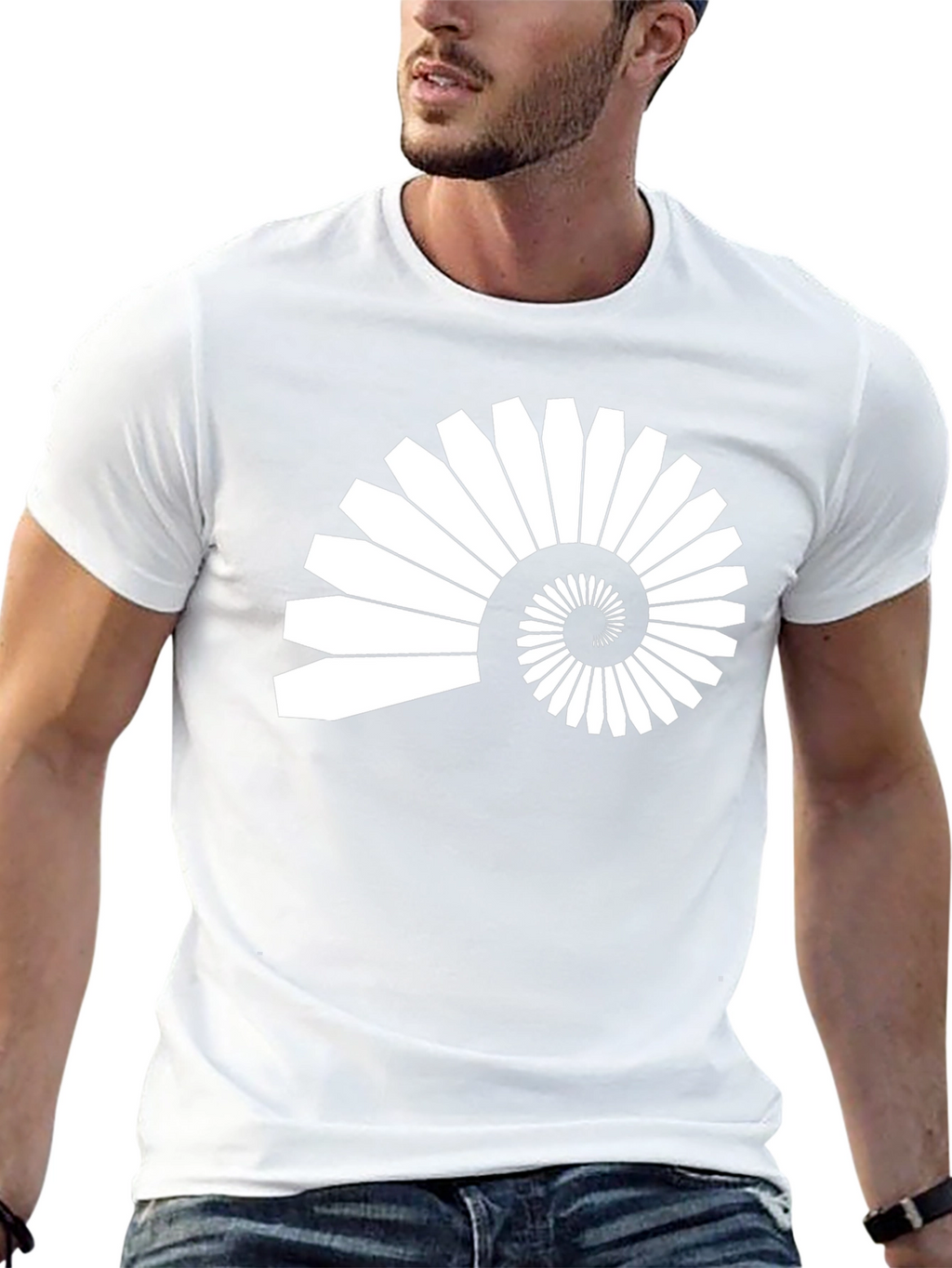 Abstract Nautilus Spiral Graphic T-Shirt