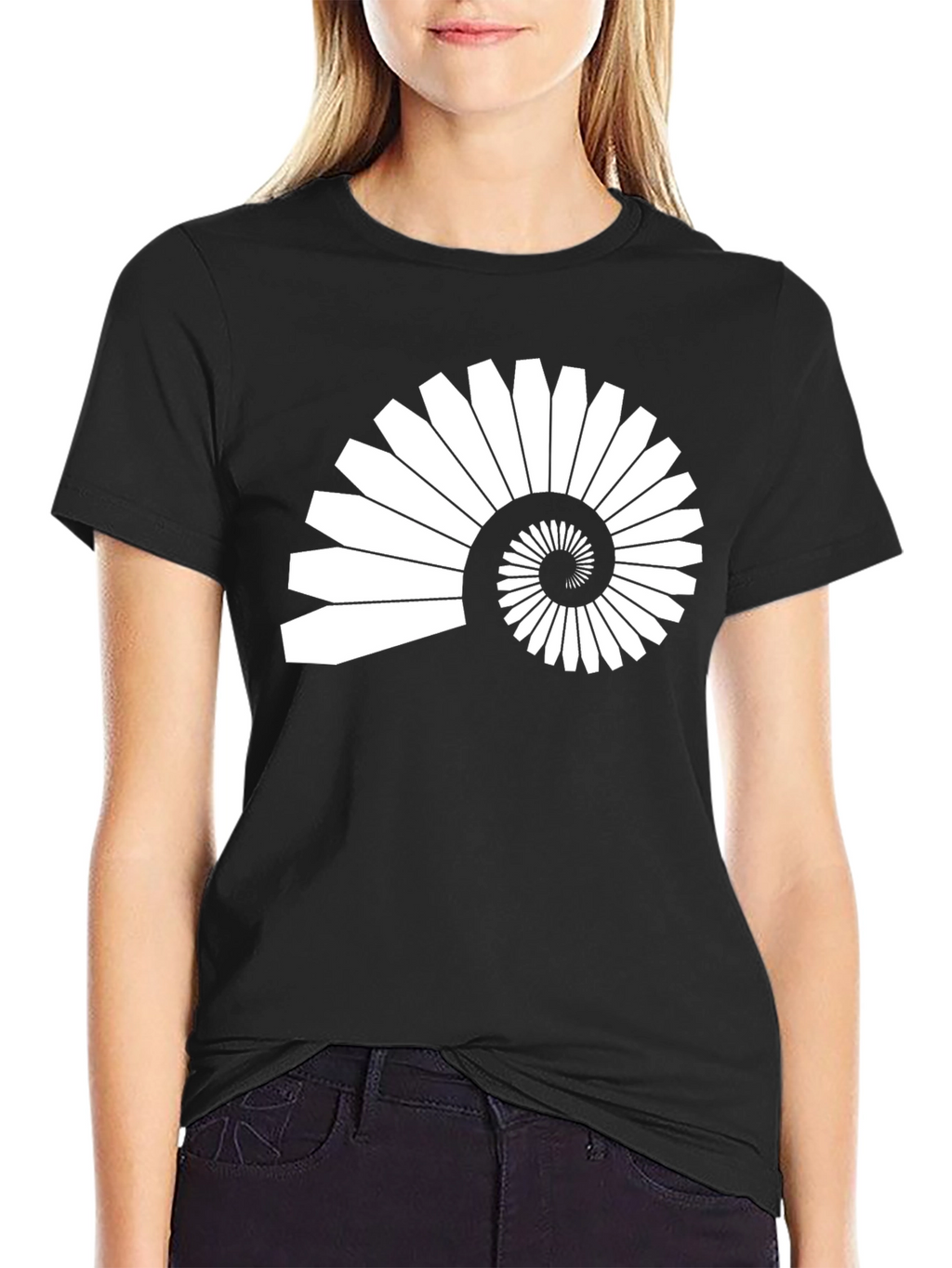 Abstract Nautilus Spiral Graphic T-Shirt